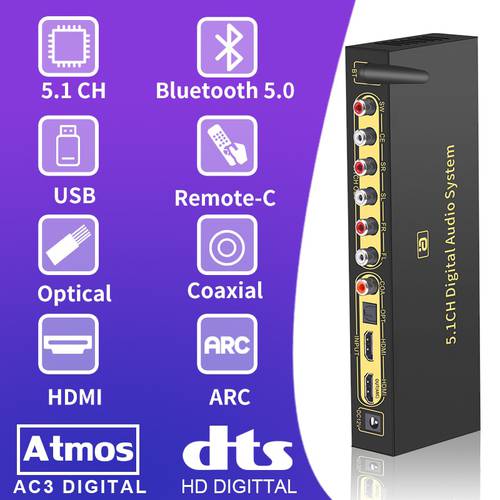 HD820 5.1CH Audio Converter Decoder Bluethooth 5.0 DAC HDMI-compatible ARC SPDIF Coaxial RCA DTSHD AC3 FLAC APE 4K*2K 192khz