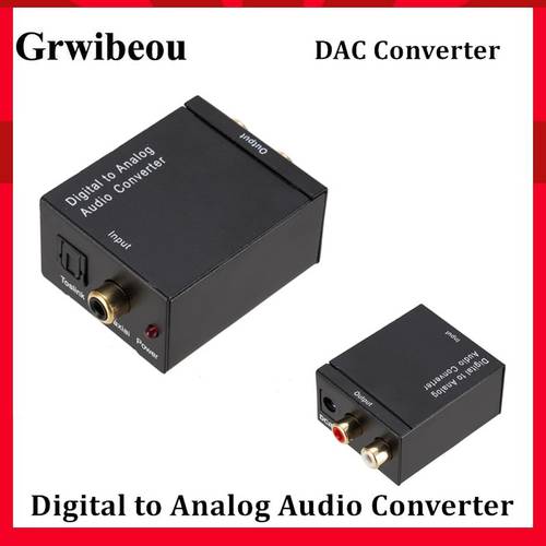 Grwibeou DAC Digital to Analog Audio Converter 2*RCA Amplifier Decoder Optical Fiber Coaxial Digital to Analog DAC Amplifier