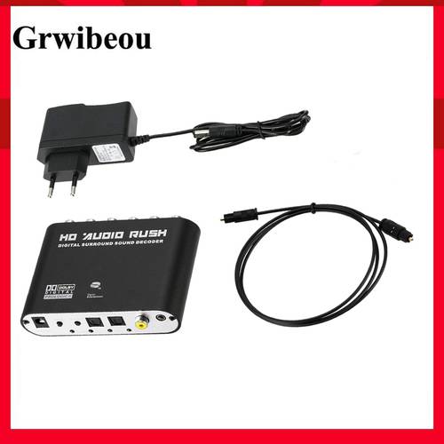 Grwibeou 5.1 Channel Stereo Digital To Analog AC3 Audio Converter Optical SPDIF Coaxial AUX 3.5mm 2 6RCA Sound Decoder Amplifier