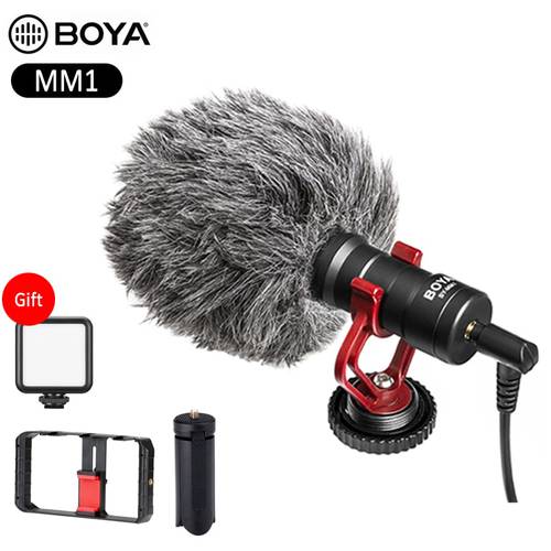 BOYA MM1 Microphone Cardioid Shotgun for iPhone Android Smartphone Canon Nikon Sony DSLR Camera Consumer Camcorder PC Mic Vlog