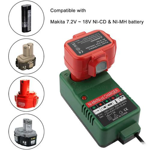 Battery Charger for Makita 6010D 6261D 6226DWE 6270D 6270DWE 6271D 6271DWE Replacement Charger 7.2V 9.6V 12V 14.4V 18V