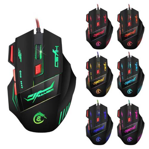 Professional Gaming Wired Mouse Seven-key Backlit Mouse 5500 Dpi Fast Move Five Levels of Adjustable Dpi Ergonomic Optical Mouse