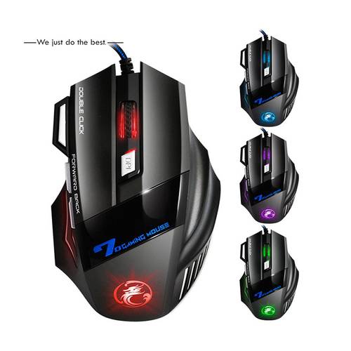 Value-5-Star X7 Professional Wired Colorful RGB Gaming Mouse 7 Button 4 Gear 2400 DPI LED Optical USB Computer Mouse Gamer Mice