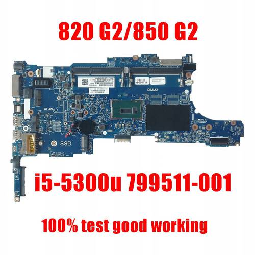 FOR HP EliteBook 840 850 G2 Laptop Motherboard I5-5300U CPU 799511-001 799511-501 799511-601 6050A2637901 notebook pc SR23X