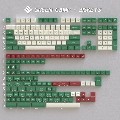 Winmix OSA PBT Keycaps Green camp Doubleshot Compatible With Mechanical Keyboard