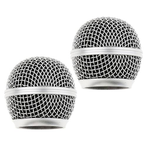 2pcs Steel Wireless Microphone Grille Mic Mesh Grill Ball Head Rust Resistant Replacement Ball Head Mic Mesh Cover Head Mount
