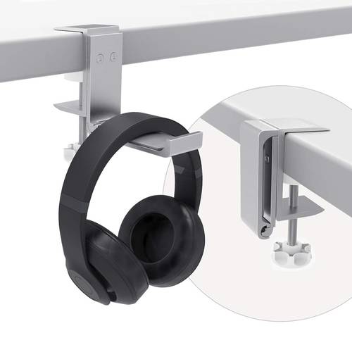 Universal Headset Hanger Headphone Hook Holder Desk Mount Stand Aluminum Alloy with Foldable Clamp for Home Studio Office