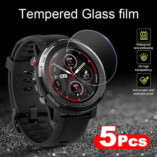5 Pieces 9H Premium Tempered Glass For Amazfit Stratos 3 Smartwatch Screen Protector Huami Amazfit Stratos 3 Film Accessories