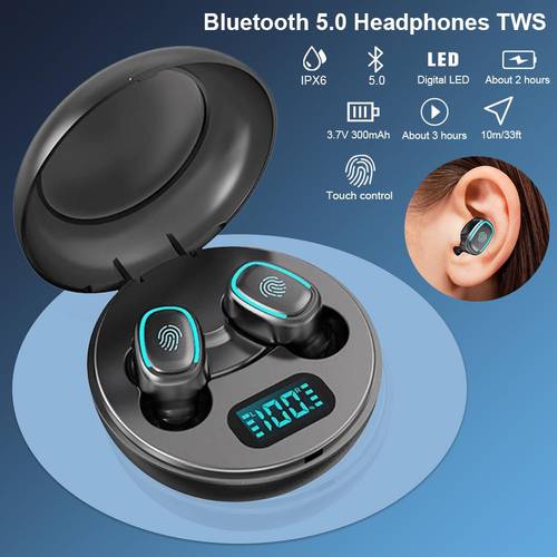 A10 TWS Wireless Bluetooth 5.0 Earphones Noise Cancelling IPX6 Waterproof LED Display Screen In-ear Headset 3D Stereo Earbuds