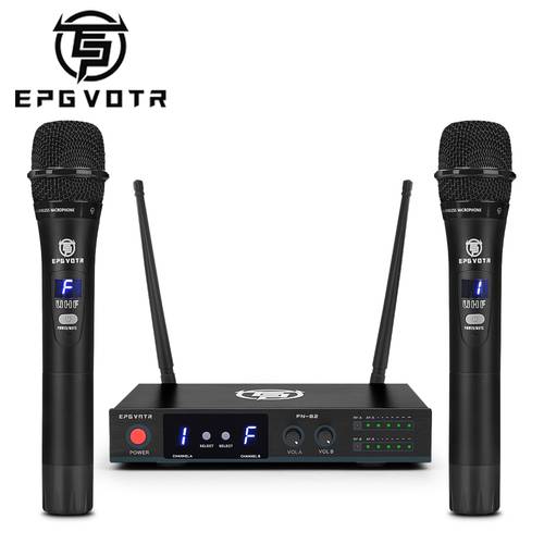 FN-82 UHF Wireless Microphone Frequency Adjustable Professional Handheld Mic 60M Distance for Karaoke Stage Church Family Party