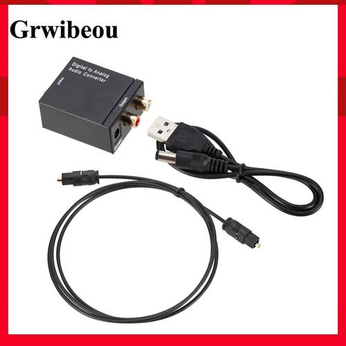 Grwibeou USB Digital to Analog DAC Audio Converter Optical Fiber Toslink Coaxial to RCA R/L Audio Decoder SPDIF ATV Amplifier