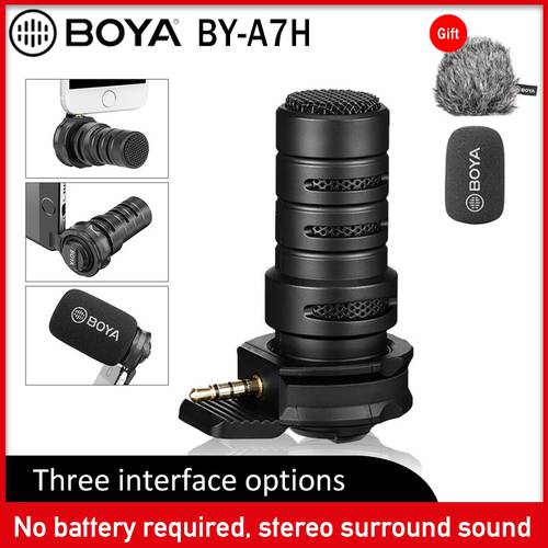 BOYA BY-A7H 3.5mm Digital Stereo Cardioid Condenser Microphone Superb Sound for Android Devices Recording Youtube Interview Show