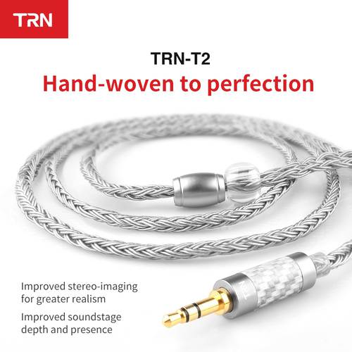 TRN T2 16 Core Silver Plated HIFI Upgrade Cable Gray\Black\Brown MMCX/2Pin Connector For TRN VX BA5 V80 V90 T2 C16 S2 T4 ZSX ZST