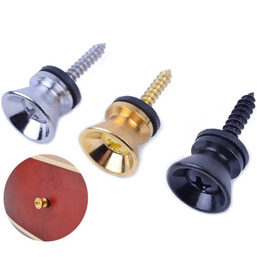 2Pcs Guitar Strap Locks End Pins Tail Nail Lock Button Pegs Screw Flat Head for Acoustic Classical Electric Guitar Bass Ukulele