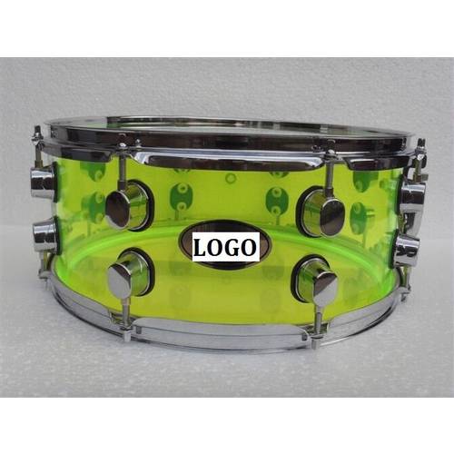 13*6.5 Inch Acrylic Snare Drum with 2mm Iron Hoop 13 Inch Is Diameter 6.5 Inch Is Depth