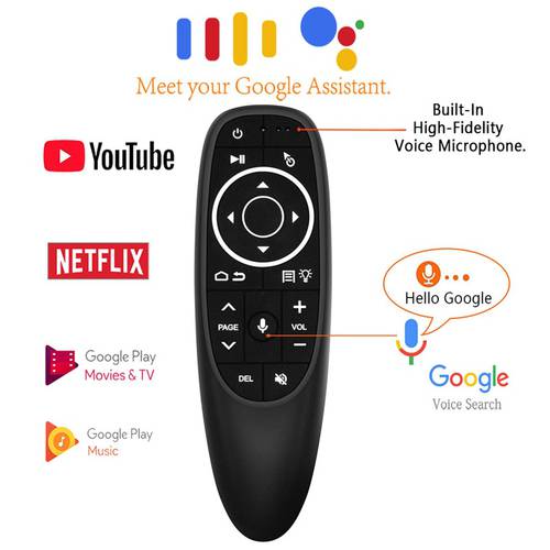 G10 Air Mouse Voice Control with 2.4G USB Receiver Gyro Sensing Mini Wireless Smart Remote for Android TV BOX HK1 X96 H96 T95