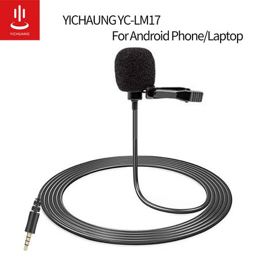 YICHUANG 1.5m Mini Portable Microphone Condenser Clip-on Lapel Lavalier Mic Wired Mikrofo/Microfon for Android Phone for Laptop