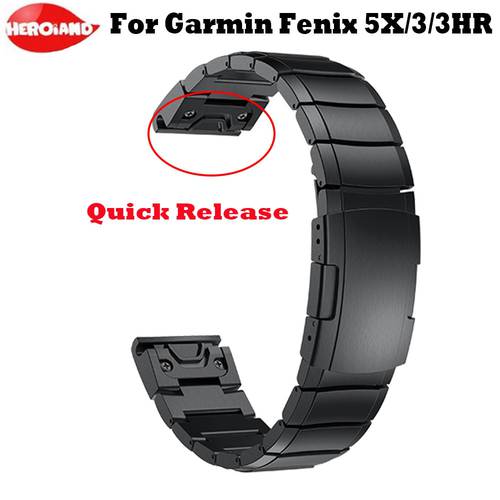 26mm for Garmin Fenix 5X/5X Plus/Fenix 3/3HR/ Quick Release Easy Fit Stainless steel Watch Wrist men&39s watches women&39s bracelet