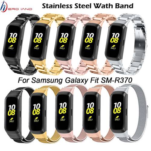 Metal Replacement Watch Band Stainless Steel Watch Strap for Samsung Galaxy Fit SM-R370 Smart Watch Milanese Loop Bracelet