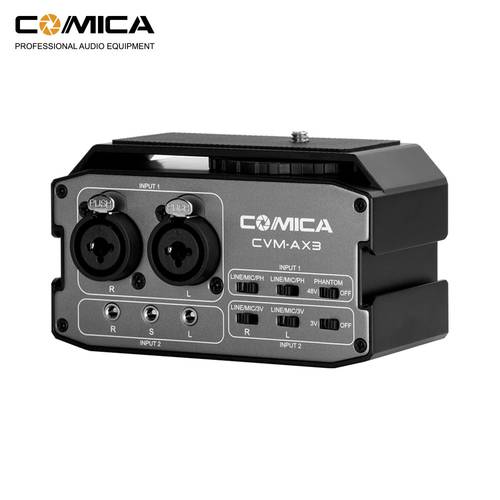 CoMica CVM-AX3 XLR Audio Mixer Adapter Preamplifier Dual XLR/6.35mm/3.5mm Mics Audio Mixer for Canon Nikon Sony DSLR Camera