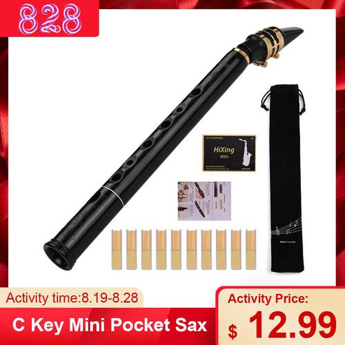 HiXing C Key Mini Pocket Saxophone Sax ABS Material Mini Sax & Mouthpieces 10pcs Reeds Carrying Bag Woodwind Instrument Muslady