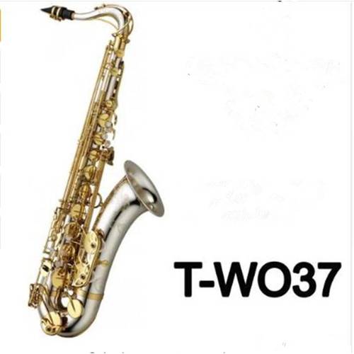 Musical Instruments T-WO37 Tenor Saxophone Bb Tone Nickel Silver Plated Tube Gold Key Sax With Case Mouthpiece Gloves