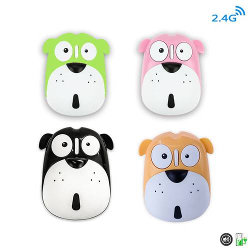 Cute Wireless Mouse 3D Cartoon Puppy Design Mini Mause USB Optical PC Office Gaming Mice Rechargeable For Desktop Laptop Gamer