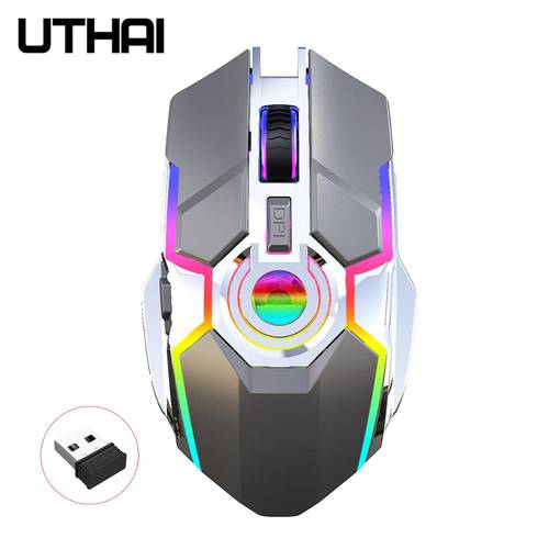 UTHAI DB28 The New Rechargeable RGB Light-Emitting Wireless Mouse 2.4G Mouse Ergonomic Design is Suitable For Laptop Mouse