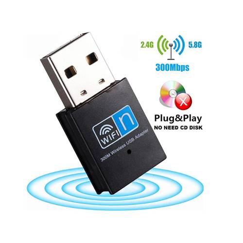 Cordless Bluetooth Adapter 300Mbps USB Adapter Receiver 2.4G Bluetooth V4.0 Network Card Transmitter For PC Laptop