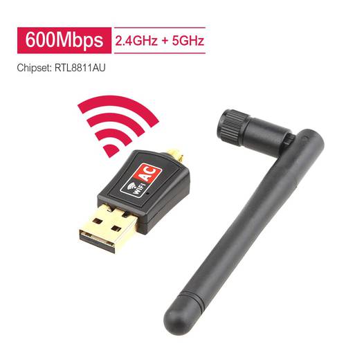600Mbps USB2.0 Wifi Adapter 2.4G&5G Ethernet Realtek RTL88CU Lan Wifi Dongle AC Wifi Receiver Network Card With Rotatable Antenn