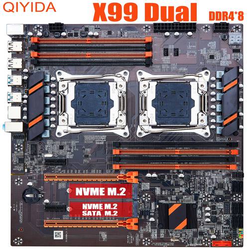 X99 dual CPU motherboard LGA 2011 v3 v4 E-ATX USB3.0 SATA3 with dual Xeon processor motherboard with M.2 slot dual M.2