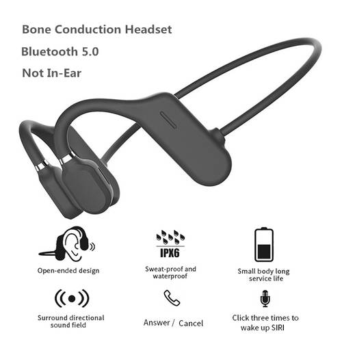 New Bone Conduction Headphones Bluetooth 5.0 Wireless Not In-Ear Headset Sweatproof Waterproof Sport Earphones 18g Earbuds