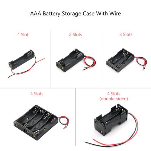 1x 2x 3x 4x AAA Battery Holder Case AAA Cell Storage Box + Cable Lead ABS Plastic Black LR3 HR3 Battery Container Organizer