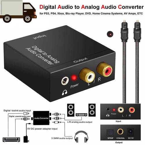 SPDIF Digital Audio Decoder Amplifier Coaxial Optical Fiber Digital To Analog Audio AUX 3.5mm Jack RCA L/R Converter