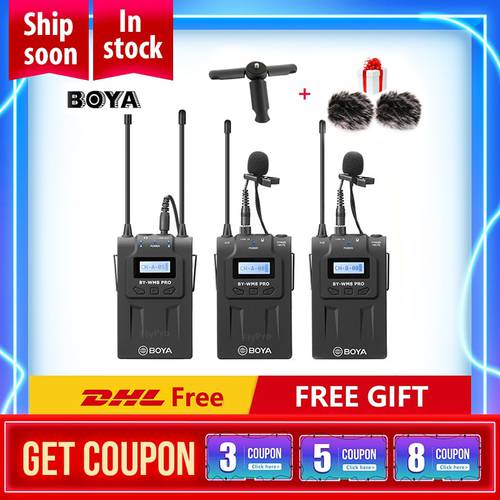 Boya BY-WM8 Pro K1 K2 BY-WM4 pro UHF Dual-Channel Wireless Mic System Interview Receiver Transmitter for iPhone DSLR Camera