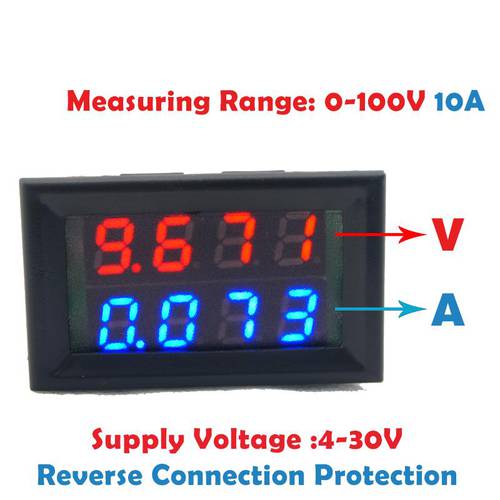 0.28inch DC 0-100V 0-10A LED Four Digits Current Voltage Meter Digital Voltmeter