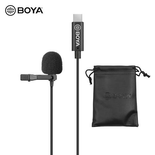 BOYA BY-M3 Lavalier Lapel Microphone mini Mic Omnidirectional Single Head 6 Meters Cable Compatible with USB Type-C Interface