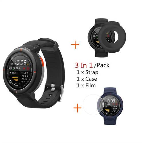 3in1 For Huami Amazfit Verge strap Smart Watch Silicone band + Case cover huami amazfit Verge Lite Screen Protector film