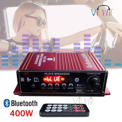 12V 2.0 Channel HIFI Stereo Audio Amplifier Wireless Bluetooth Home Car Fidelity Amplifier For Mic TF Card USB FM Home Amplifier
