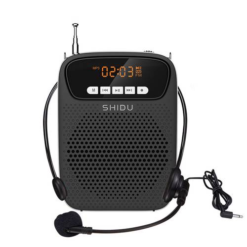 SHIDU 15W Rechargeable Voice Amplifier Portable Wired Microphone FM Radio AUX Audio Recording Bluetooth Speaker For Teacher S278