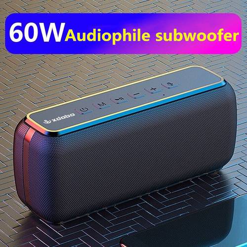 XDOBO X8 60W Portable Wireless Subwoofer Soundbox Column Outdoor Waterproof Card Bluetooth Speaker TWS Soundbar Computer Speaker