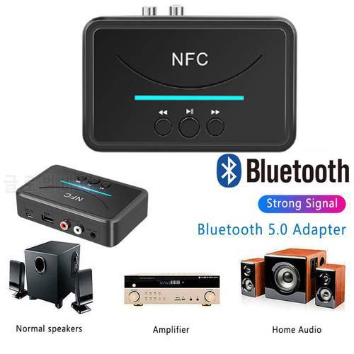 Wireless NFC Bluetooth 5.0 Receiver 3.5mm AUX HiFi Stereo Audio Adapter Dongle For Car Speaker Wireless Adapter Audio Receiver