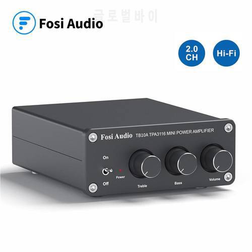 Fosi Audio TB10A TPA3116D2 Stereo Amplifier Receiver Mini HiFi 2.0 Channel Audio AMP For Home Speakers Bass Treble Control