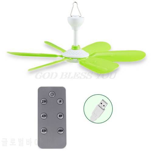 5W Remote Control Timing USB Ceiling Fan Air Cooler USB Fans for Bed Camping Outdoor Hanging Camper Tents Hanger Fan Ship