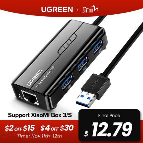 UGREEN USB Ethernet USB 3.0 2.0 to RJ45 HUB for Computer Xiaomi Mi Box 3/S Set-top Box Ethernet Adapter Network Card USB Lan