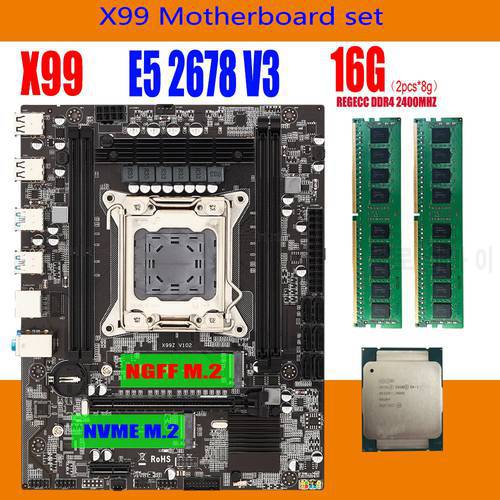 Qiyida E5H9 LGA2011-3 Motherboard Set with Xeon E5 2640 V3 CPU Support 4 channels DDR4 3200/2400/2133/1866 MHz