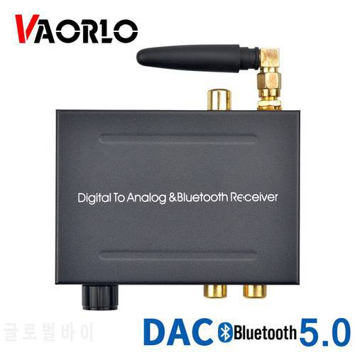 VAORLO 192khz Bluetooth 5.0 DAC Digital to Analog Audio Converter Receiver Adapter Optical Coaxial Input RCA 3.5mm Audio Output