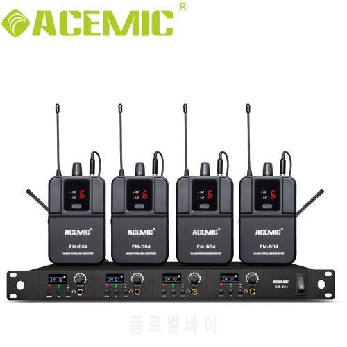 High quality ACEMIC EM-D04 four channel wireless in ear monitor system stage monitor for stage performance