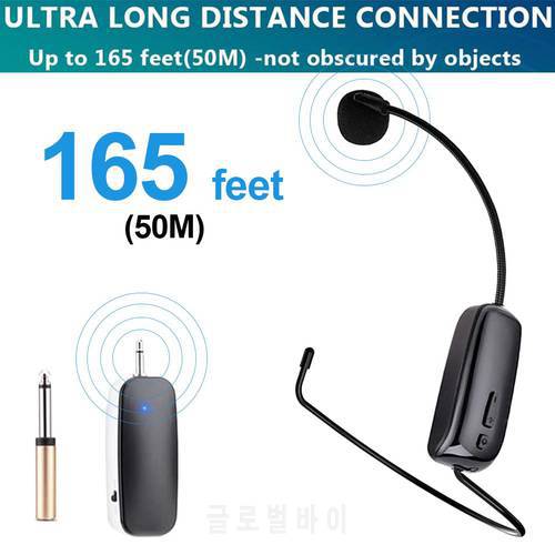 New 2 in 1 Handheld UHF Wireless Microphone Professional Head-Wear Mic Volume Amplifier for Speech Teaching