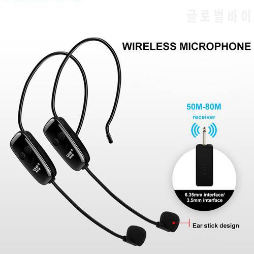 Head-mounted UHF Wireless Microphone One Drag Two Anti-interference Wireless MIC Transmitter Receiver Outdoor Performance Mic
